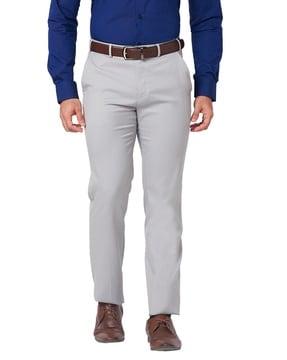 men slim fit flat-front trousers