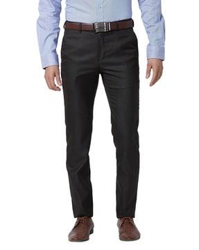 men slim fit flat-front trousers