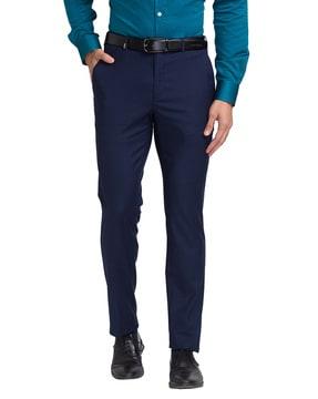 men slim fit flat-front trousers