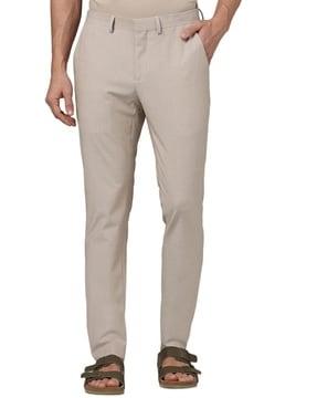 men slim fit flat-front trousers