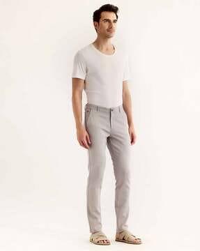 men slim fit flat-front trousers