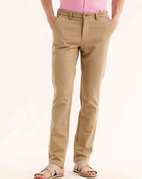 men slim fit flat-front trousers