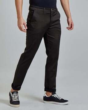 men slim fit flat-front trousers