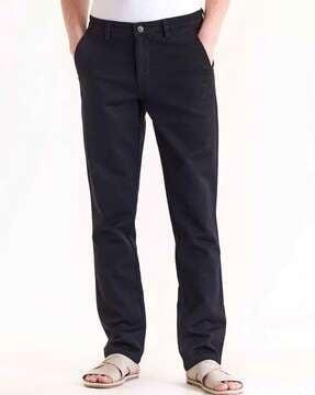 men slim fit flat-front trousers