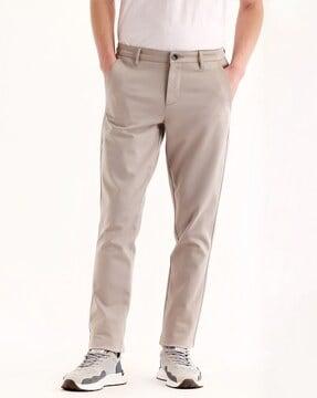 men slim fit flat-front trousers