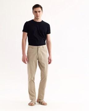 men slim fit flat-front trousers