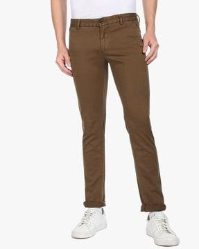 men slim fit flat-front trousers