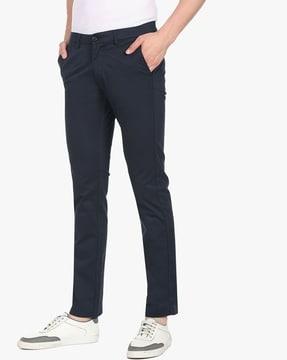 men slim fit flat-front trousers