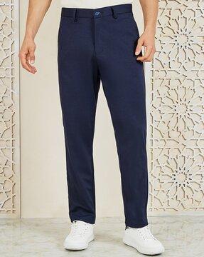 men slim fit flat-front trousers