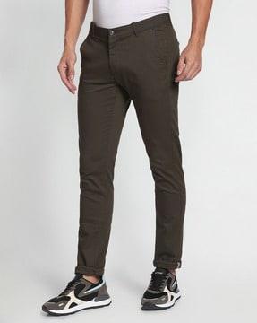 men slim fit flat-front trousers