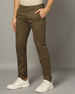 men slim fit flat-front trousers