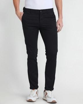 men slim fit flat-front trousers