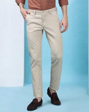 men slim fit flat-front trousers