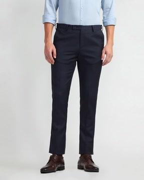 men slim fit flat-front trousers