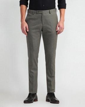 men slim fit flat-front trousers