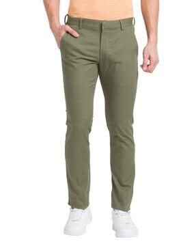 men slim fit flat-front trousers