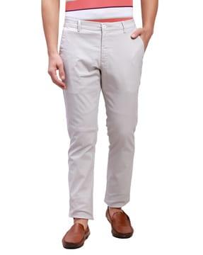 men slim fit flat-front trousers