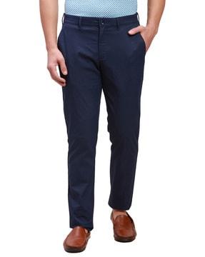 men slim fit flat front trousers