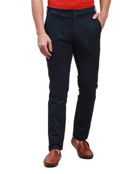 men slim fit flat-front trousers