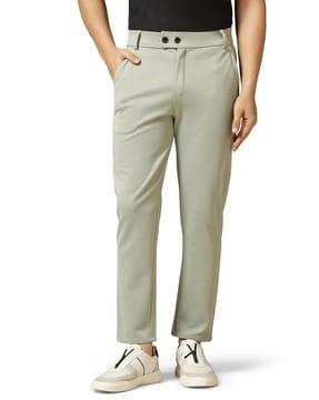 men slim fit flat-front trousers