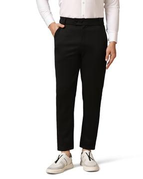 men slim fit flat-front trousers