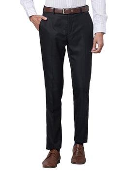 men slim fit flat-front trousers