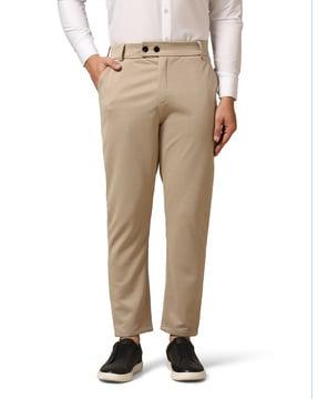 men slim fit flat-front trousers