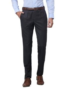 men slim fit flat-front trousers