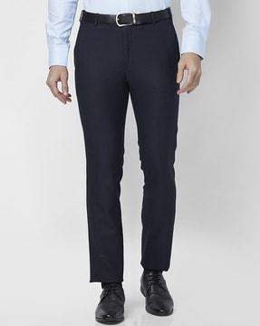 men slim fit flat-front trousers