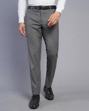 men slim fit flat-front trousers