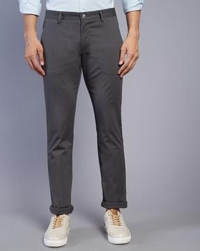 men slim fit flat-front trousers