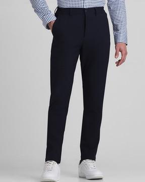 men slim fit flat-front trousers