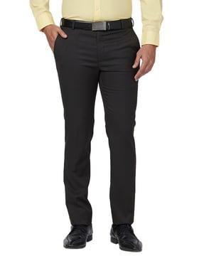 men slim fit flat-front trousers