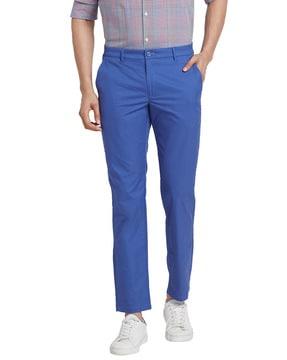 men slim fit flat-front trousers