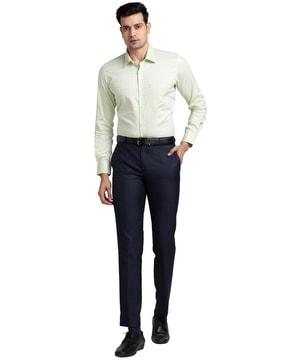 men slim fit flat-front trousers