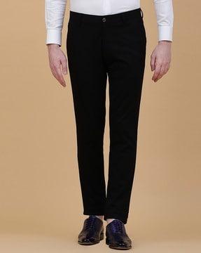 men slim fit flat-front trousers