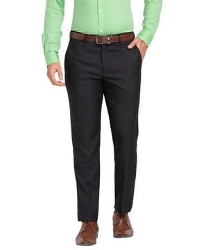 men slim fit flat-front trousers