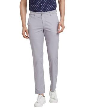 men slim fit flat-front trousers