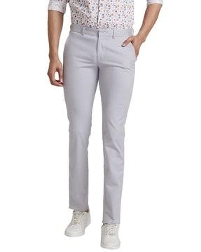 men slim fit flat-front trousers