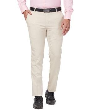 men slim fit flat-front trousers