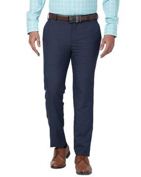 men slim fit flat-front trousers