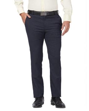 men slim fit flat-front trousers