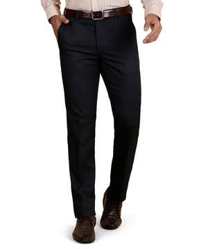 men slim fit flat-front trousers