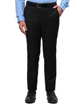 men slim fit flat-front trousers