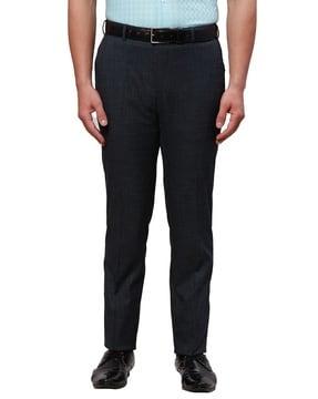 men slim fit flat-front trousers