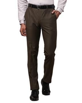 men slim fit flat-front trousers