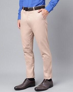 men slim fit flat-front trousers