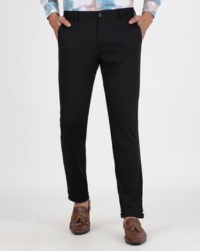 men slim fit flat-front trousers