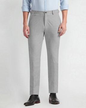 men slim fit flat-front trousers