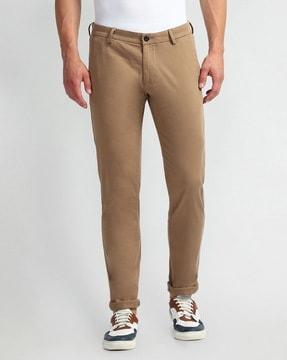 men slim fit flat-front trousers